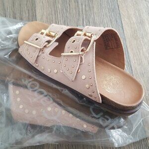 Blush Pink Suede Studded Sandals